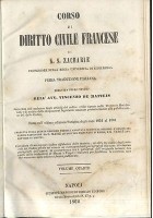CORSO DI DIRITTO CIVILE FRANCESE di Zachariae Volume IV - 1862 Marghieri