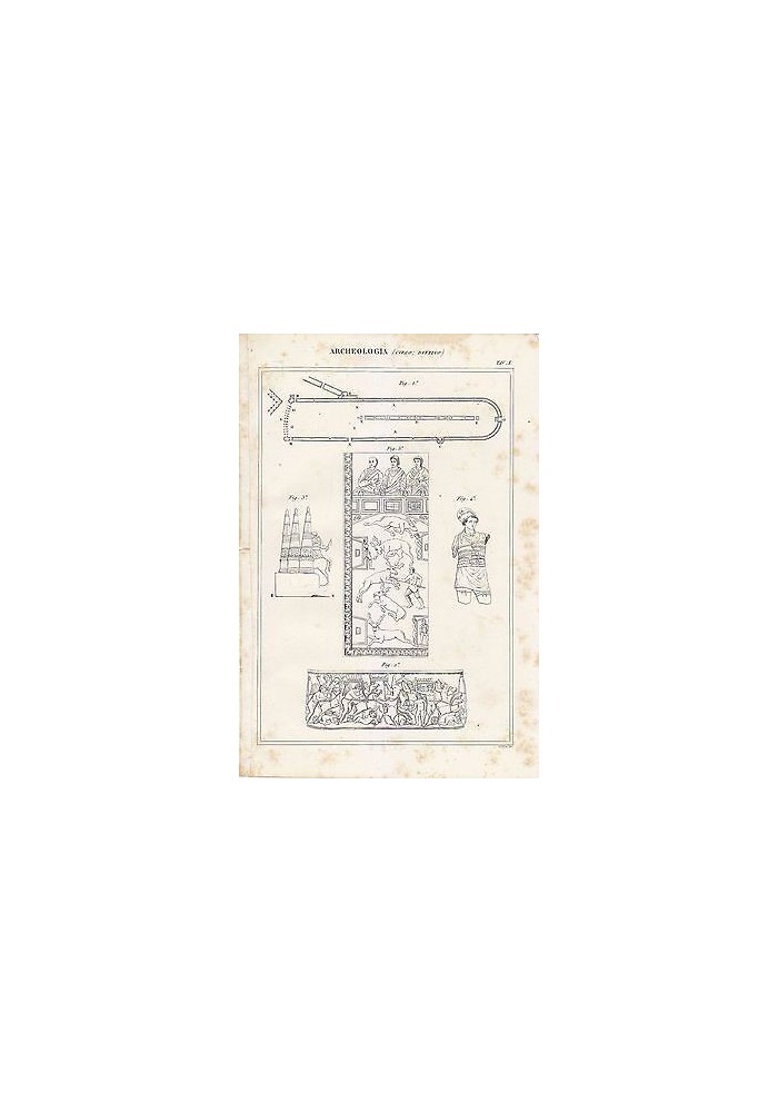 ARCHEOLOGIA CIRCO DITTICO Incisione Stampa Antica Vintag 1866 ORIGINALE TAVOLA X