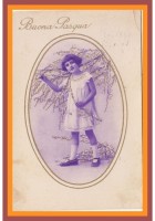 BUONA PASQUA 1930 Cartolina Vintage d'epoca Illustrata bambini Viaggiata