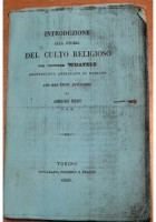 INTRODUZIONE ALLA STORIA DEL CULTO RELIGIOSO di Whately 1850 Ferrero Libro