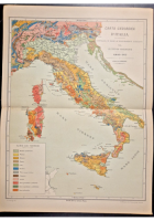 CARTA GEOLOGICA D'ITALIA 1900 Mappa Originale Antica geografica a colori cartina