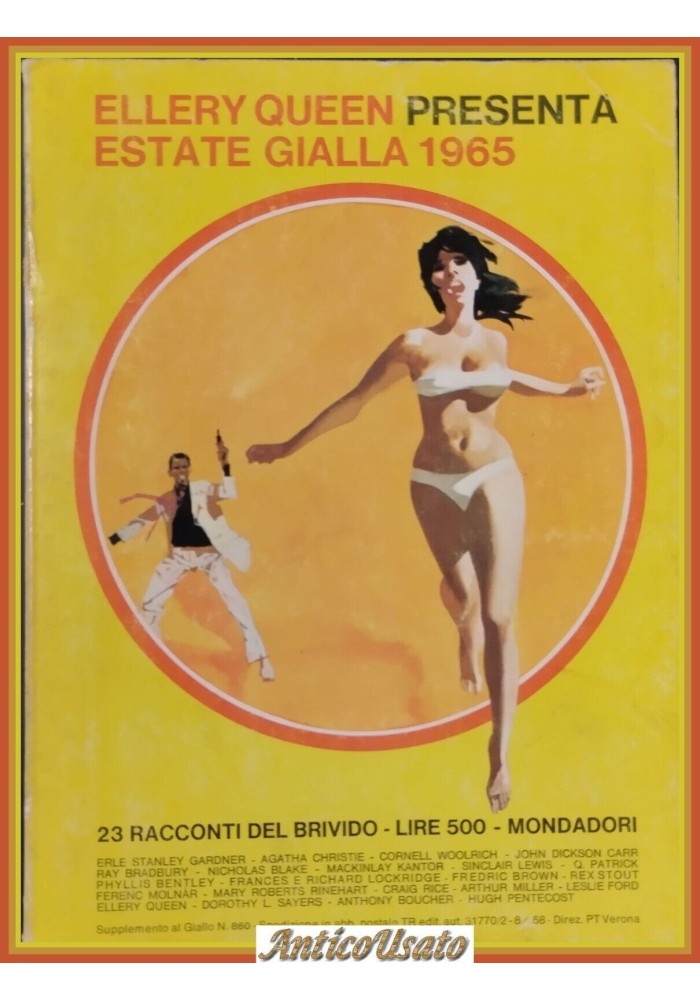 ESTATE GIALLA 1965 23 RACCONTI DEL BRIVIDO di Ellery Queen 1965 Mondadori Libro