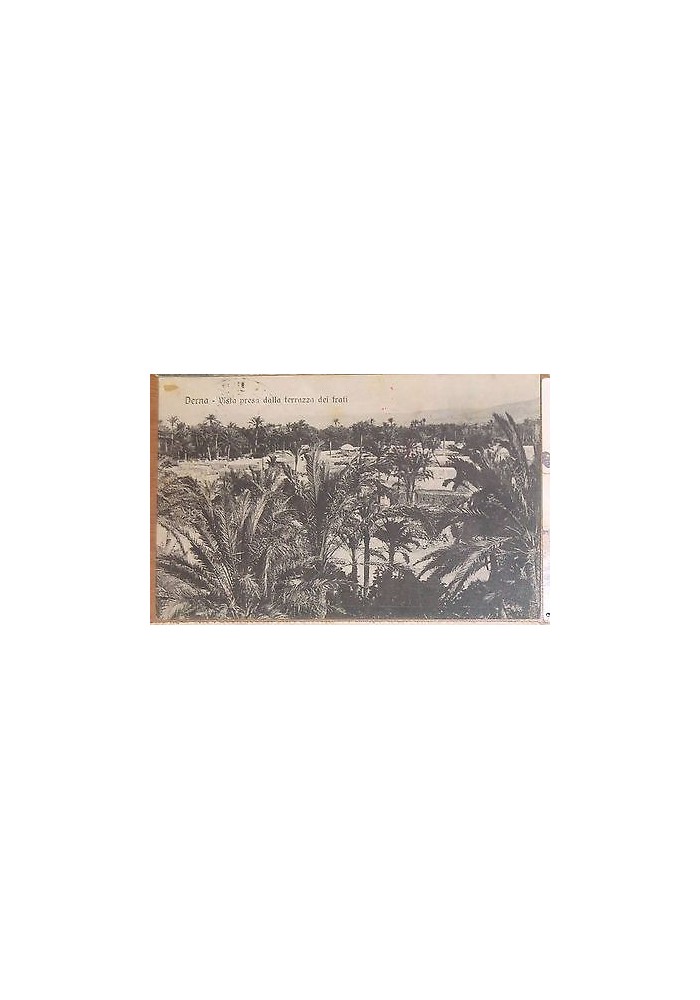 DERNA vista presa dalla terrazza dei frati VIAGGIATA 1912 timbro croce rossa