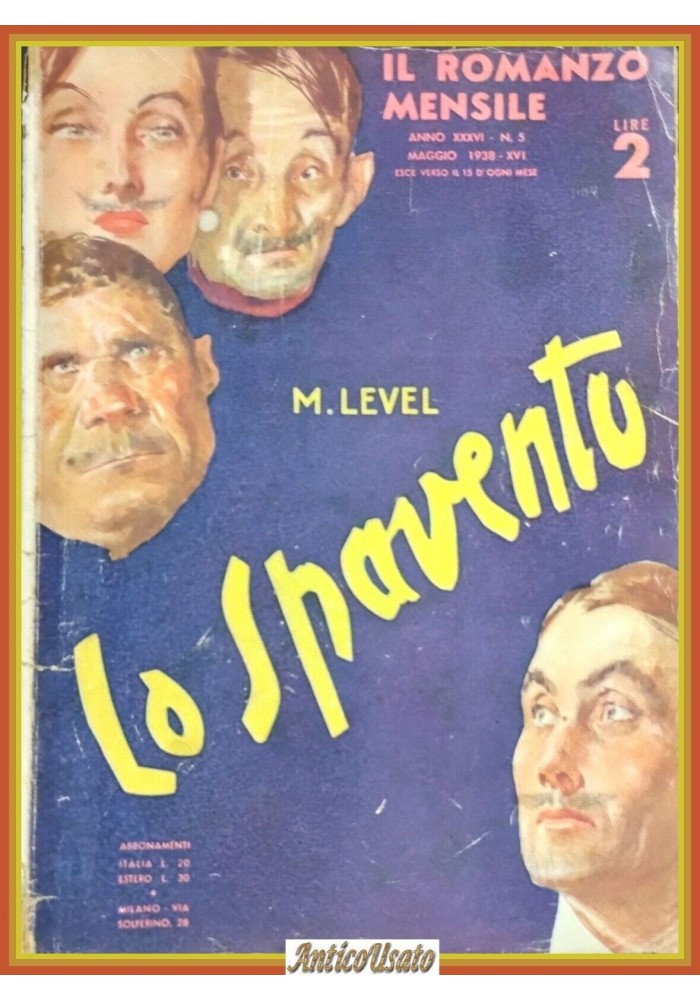LO SPAVENTO di M Level 1938 Il Romanzo Mensile Rivista Libro anno 36 numero 5