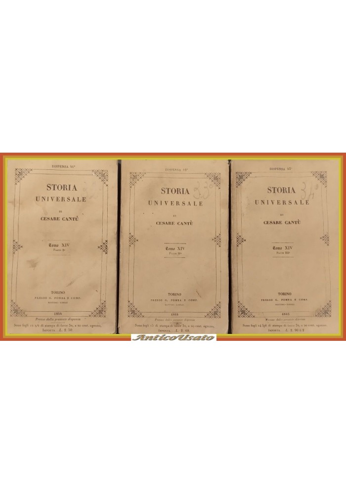 STORIA UNIVERSALE del XV secolo di Cesare Cantù 3 VOLUMI libro antico