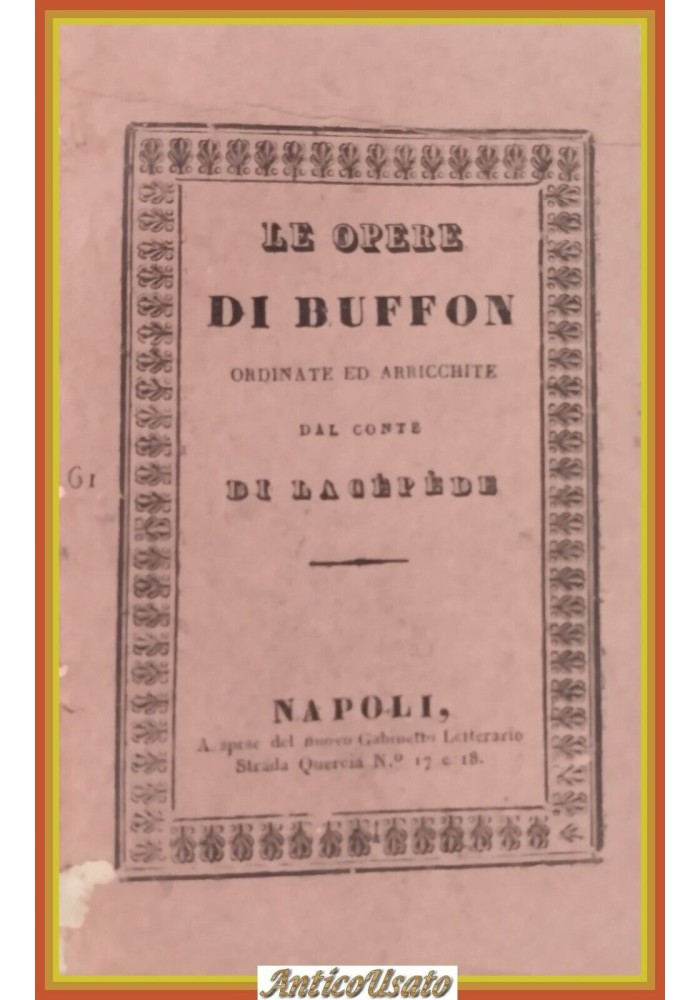 STORIA GENERALE OVIPARI SERPENTI PESCI parte V vol 18 di Buffon pesca Libro