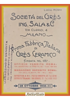 SOCIETÀ DEL GRES INGEGNER SALA Listino ottobre 1936 ceramico Libro illustrato