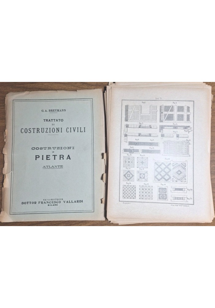 COSTRUZIONI IN PIETRA Atlante di Breymann 1926 Libro TRATTATO COSTRUZIONI CIVILI