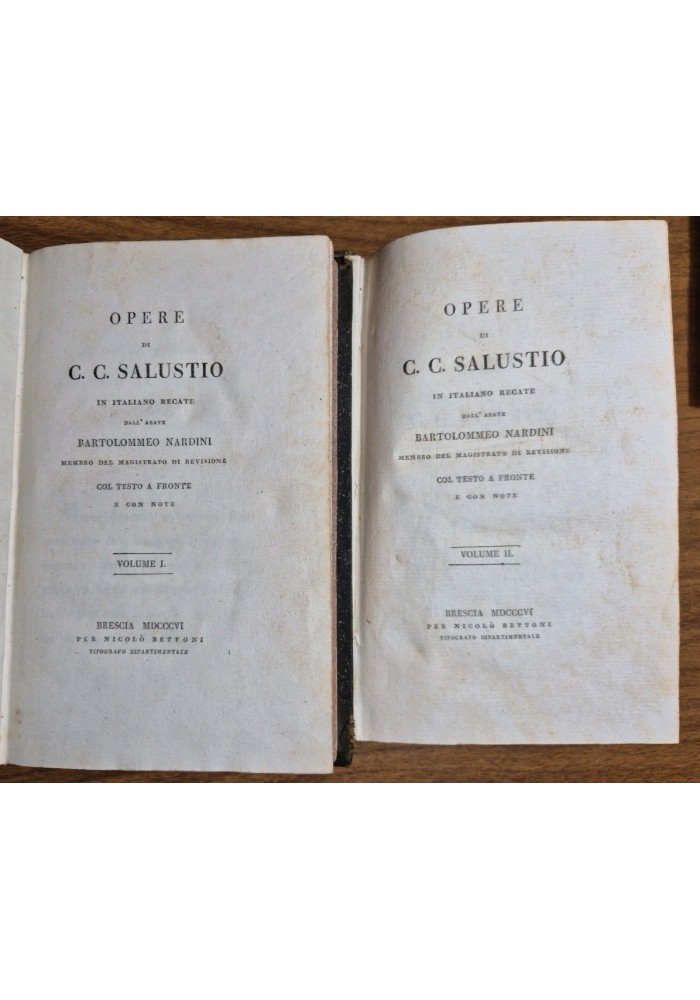 OPERE DI SALUSTIO recate in italiano Bartolommeo Nardini 1806 2 volumi Sallustio