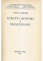 SCRITTI MINORI E PROLUSIONI di Nicola Garrone - Edizioni PEM 1965