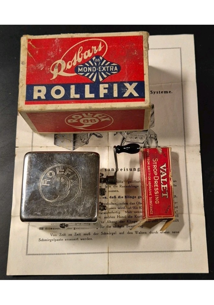 ROLLFIX ROTBART MOND EXTRA affila lamette Rasoio di sicurezza Vintage Germany