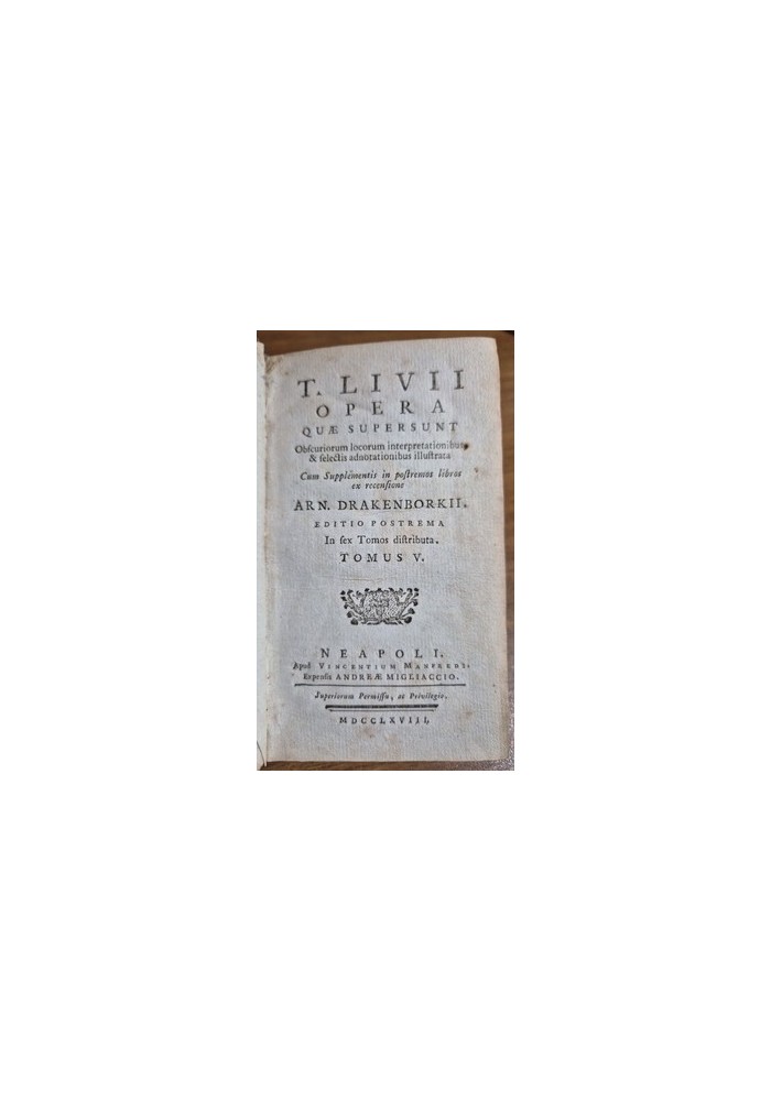 TITI LIVII OPERA quae supersunt Volume 5 - 1768 Tito Livio libro antico Manfredi