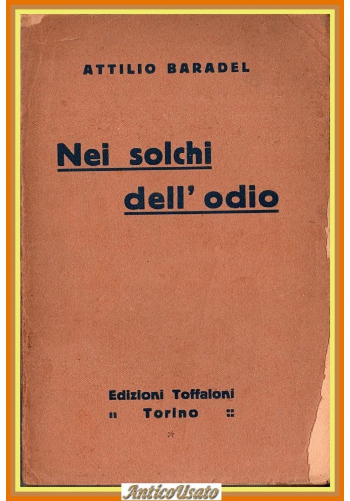 NEI SOLCHI DELL'ODIO di Attilio Baradel 1925 Toffaloni Libro I guerra mondiale