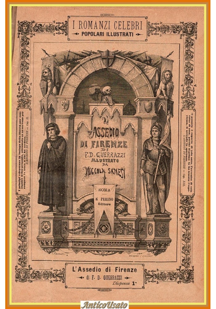 L'ASSEDIO DI FIRENZE F D Guerazzi 1892 Perino Libro antico romanzo storico