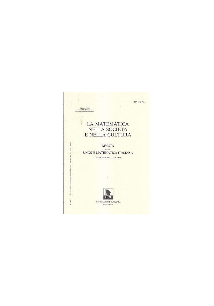 RIVISTA DELLA UNIONE MATEMATICA ITALIANA DICEMBRE 2010 società cultura