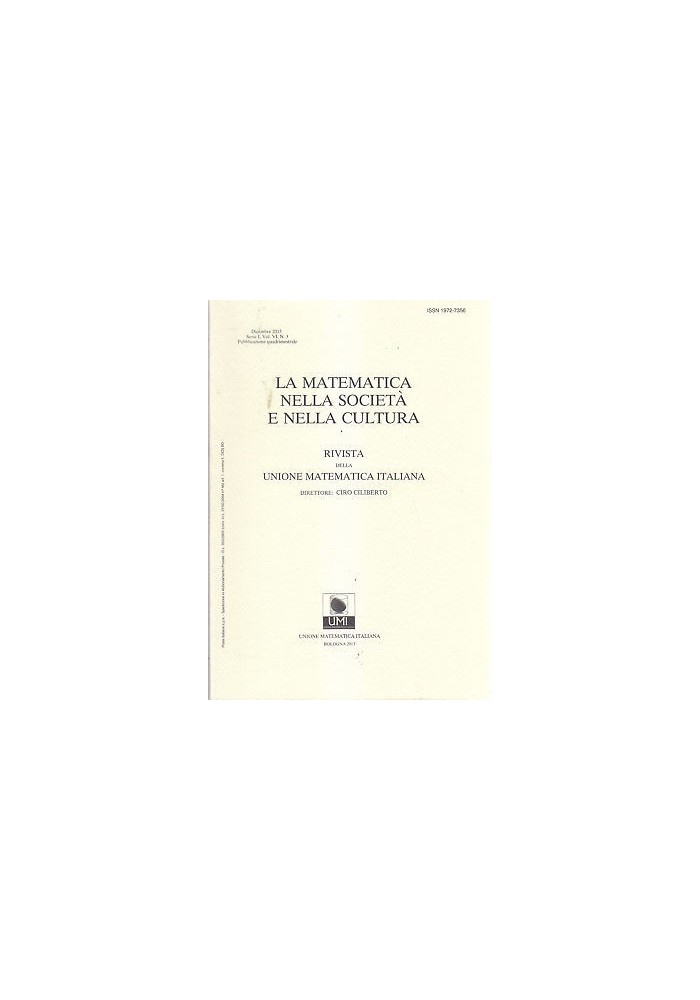 RIVISTA DELLA UNIONE MATEMATICA ITALIANA DICEMBRE 2013 società cultura