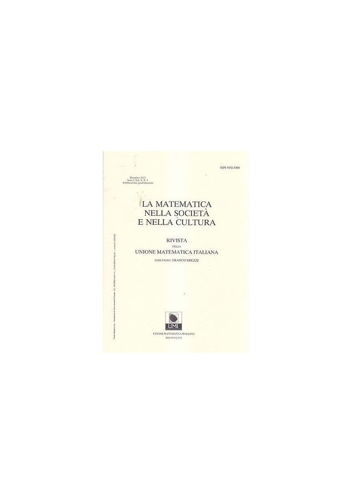 RIVISTA DELLA UNIONE MATEMATICA ITALIANA DICEMBRE 2012 società cultura
