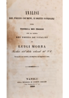 ANALISI DEL PREZZO DEI BENI E DIRITTI FONDIARI di L Morra 1850 Carluccio Libro