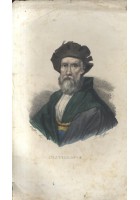 BALDASSARRE CASTIGLIONE litografia DOLFINO acquerellata metà 800 ORIGINALE