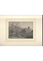 DIE FAHRE - IL TRAGHETTO 1850 STAMPA ORIGINALE nord Italia incisione Berchem