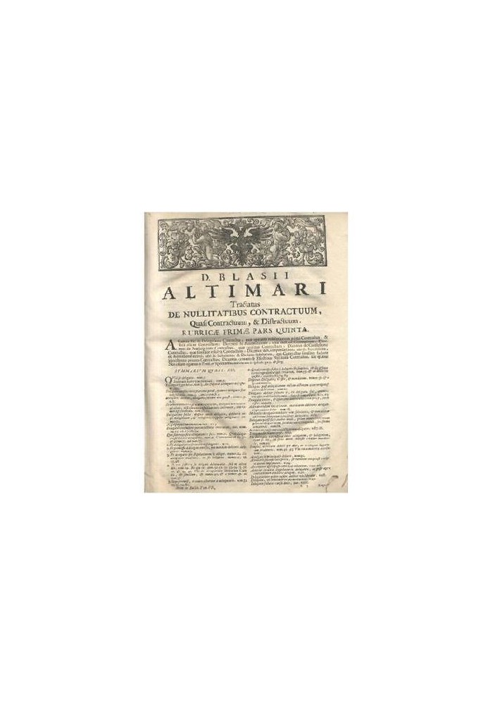 TRACTATUS DE NULLITATIBUS CONTRACTUM TOMO VII Blasii Altimari 1706 Balleonium *