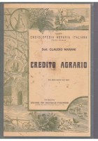 CREDITO AGRARIO di Claudio Marani 1929 UTET enciclopedia agraria italiana *