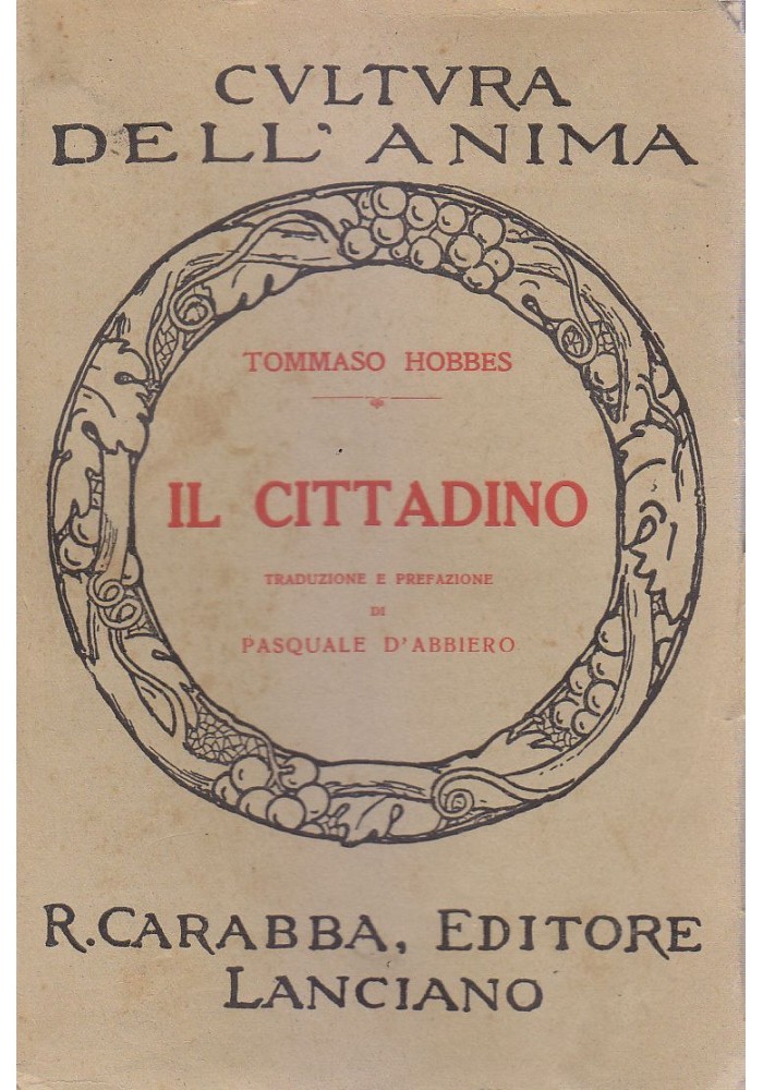 IL CITTADINO di Tommaso Hobbes 1935 R. Carabba Editore