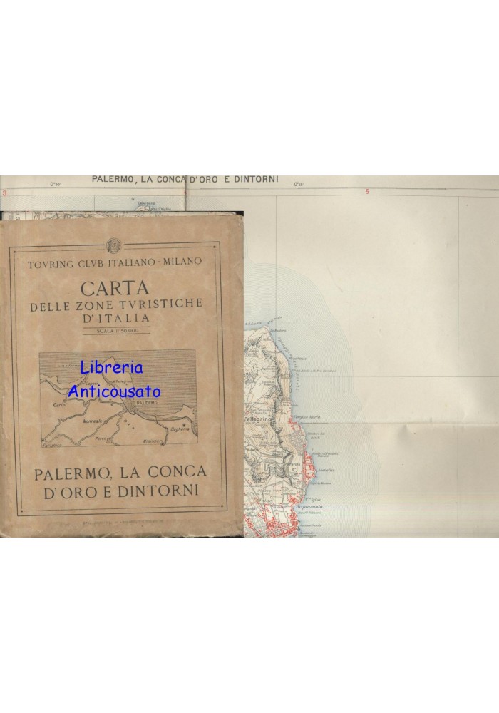 Palermo La Conca D'Oro E Dintorni Carta Zone Turistiche D'Italia TCI anni'30