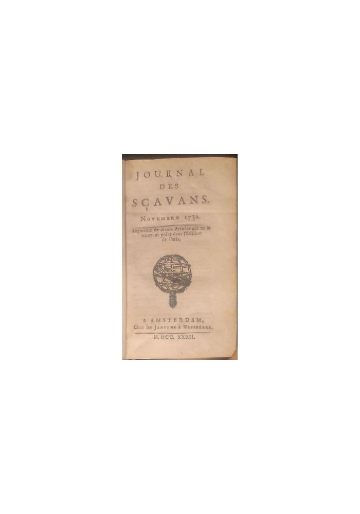 LE JOURNAL DES SCAVANS novembre 1732 - febbraio 1733 Amsterdam Jansons Waesberge