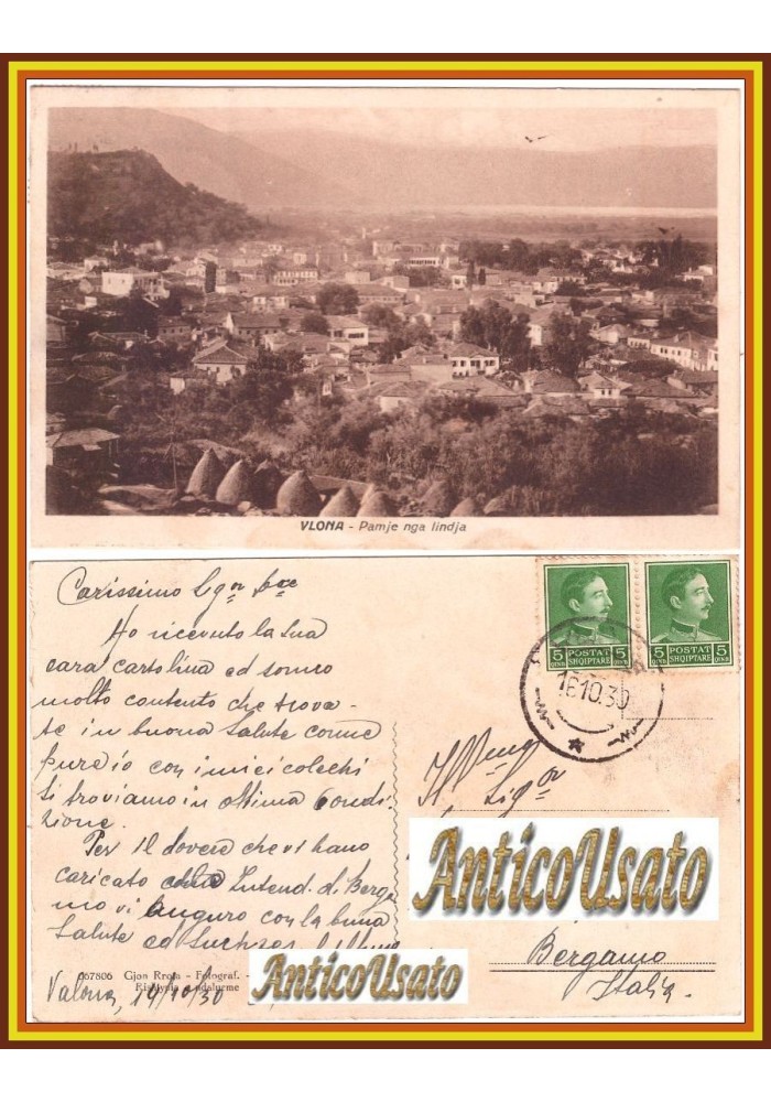 VLONA Pamie nga lindia cartolina postale Valona Albania viaggiata 1930