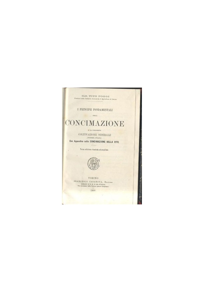 I PRINCIPII FONDAMENTALI DELLA CONCIMAZIONE di Tito Poggi 1900 Casanova