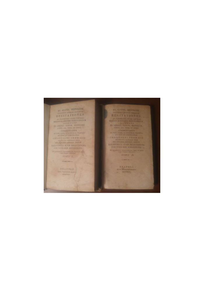 Recitationes In Elementa Iuris Civilis 1824 di Gottlieb Heineccii 2 volumi COMPLETO