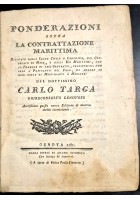 PONDERAZIONI SOPRA LA CONTRATTAZIONE MARITTIMA di Carlo Targa 1787 Libro antico