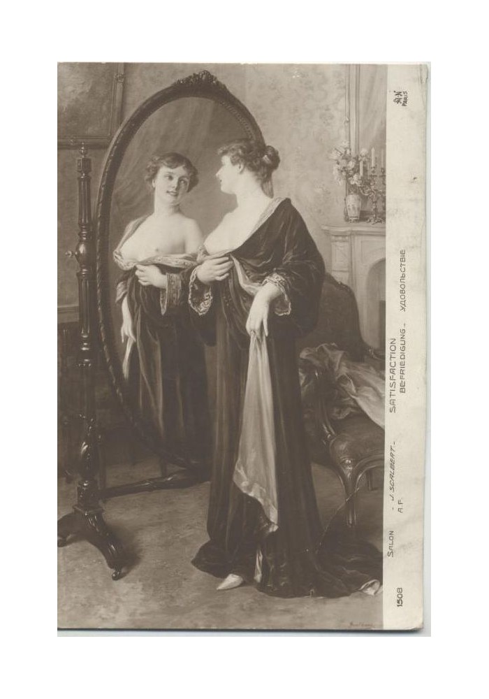 CARTOLINA EROTICA Salon J. Scalbert - Satisfaction - ORIGINALE EPOCA NON VIAGGIA