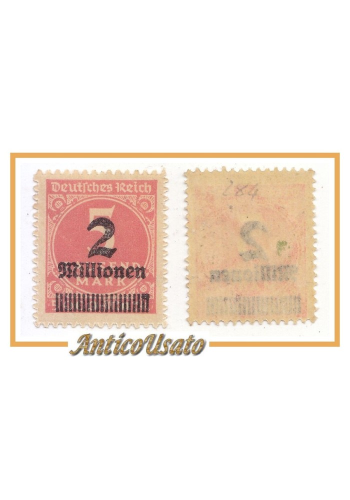Germania Weimar Francobollo 2 millionen soprastampato 5 thousand nuovo overprint