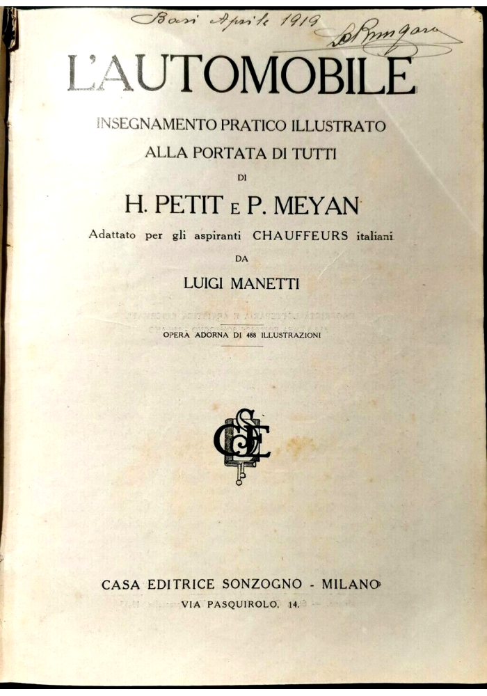 L'AUTOMOBILE insegnamento pratico illustrato di H Petit e P Meyan libro manuale