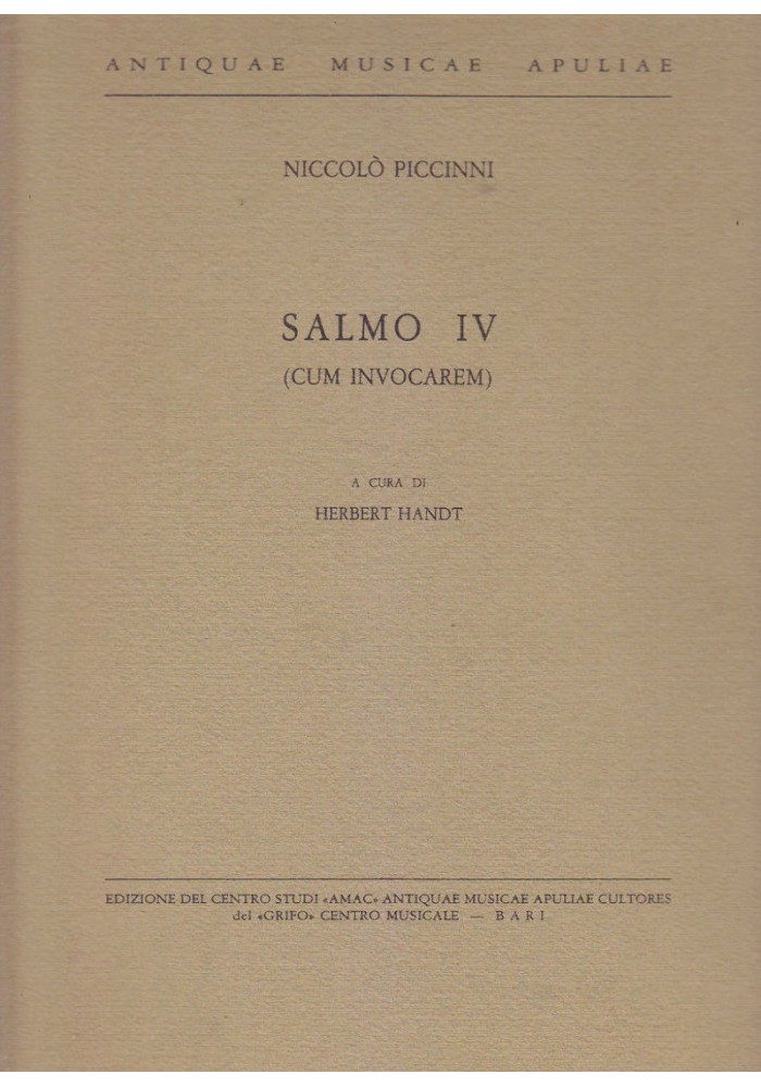 SALMO IV (CUM INVOCAREM) di Niccolo’ Piccinni a cura di Harbert Handt 1983