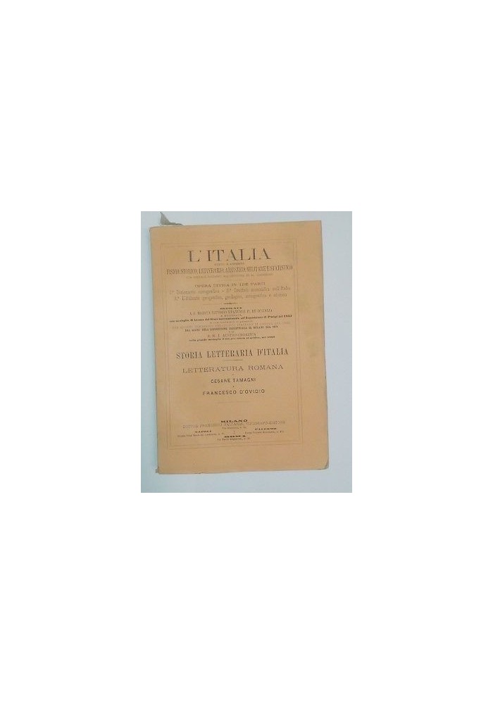 STORIA DELLA LETTERATURA ROMANA Tamagni D’Ovidio 1874 Vallardi storia letteraria