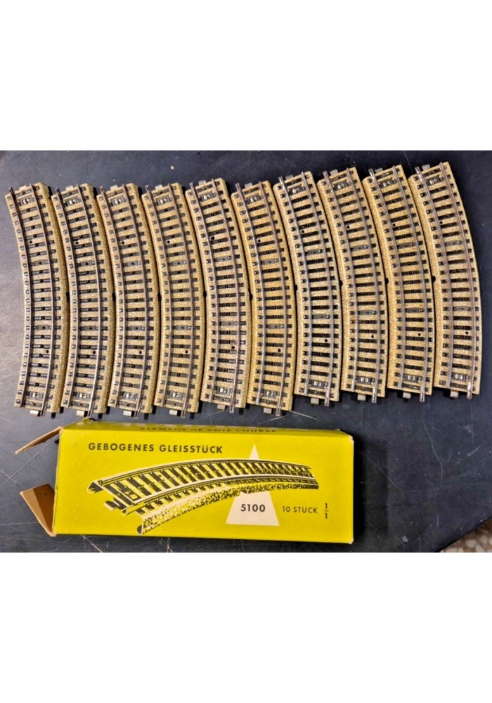 MARKLIN CURVED TRACK SECTION 5100 Binari Curvi 10 pezzi in scatola Vintage