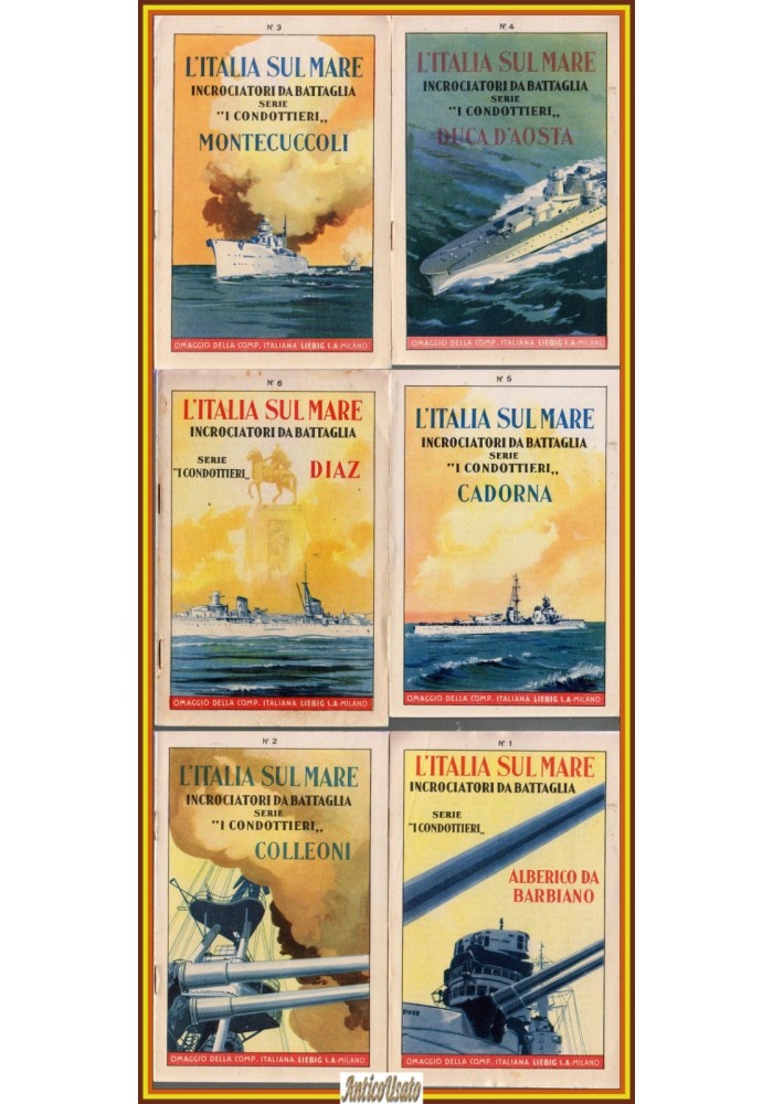 L'ITALIA SUL MARE INCROCIATORI DA BATTAGLIA 6 volumi LIEBIG libri Navi 1939
