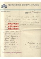 FOLIGNO calcio lettera intestata 1933 Autografo Bruno Monti partita