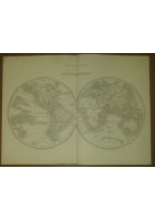 MAPPAMONDO CARTA GEOGRAFICA INCISIONE STAMPA RAME 1866 TAVOLA GEOGRAFIA