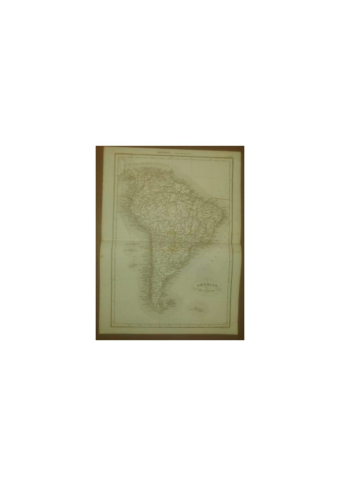 AMERICA MERIDIONALE CARTA GEOGRAFICA INCISIONE STAMPA 1866 TAVOLA ANTICA