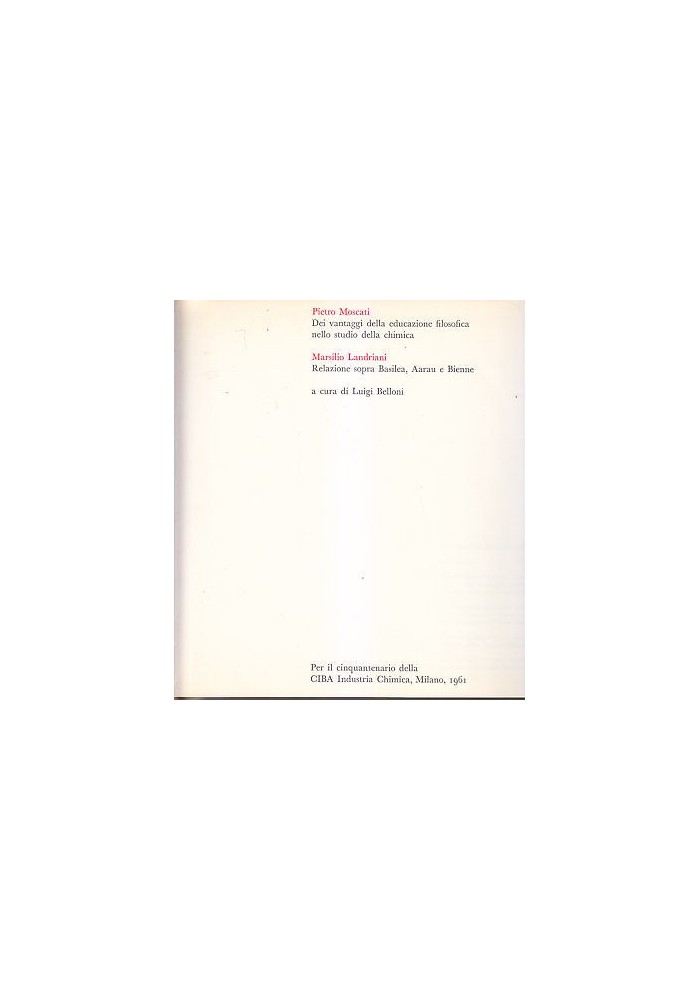 DEI VANTAGGI DELLA EDUCAZIONE FILOSOFICA NELLO STUDIO DELLA CHIMICA 1961