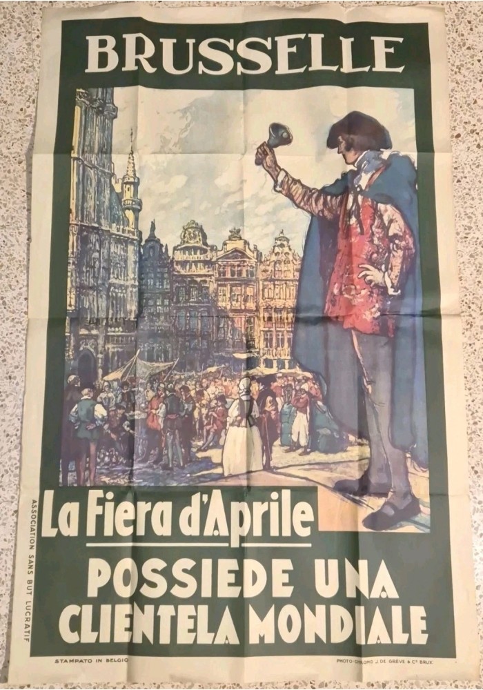 BRUSSELLE La Fiera d'Aprile Possiede Clientela Mondiale Poster Vintage Bruxelles
