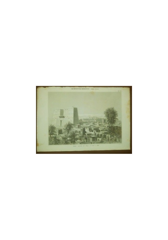 Architettura Religiosa TEMPIO AROERI A EDFÙ Tavola Incisione Stampa ANTICA 1866