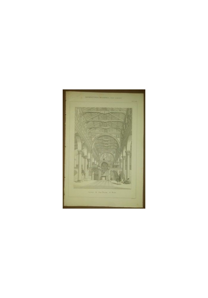 INTERNO SAN MINIATO AL MONTE ARCHITETTURA TAVOLA INCISIONE STAMPA RAME 1866
