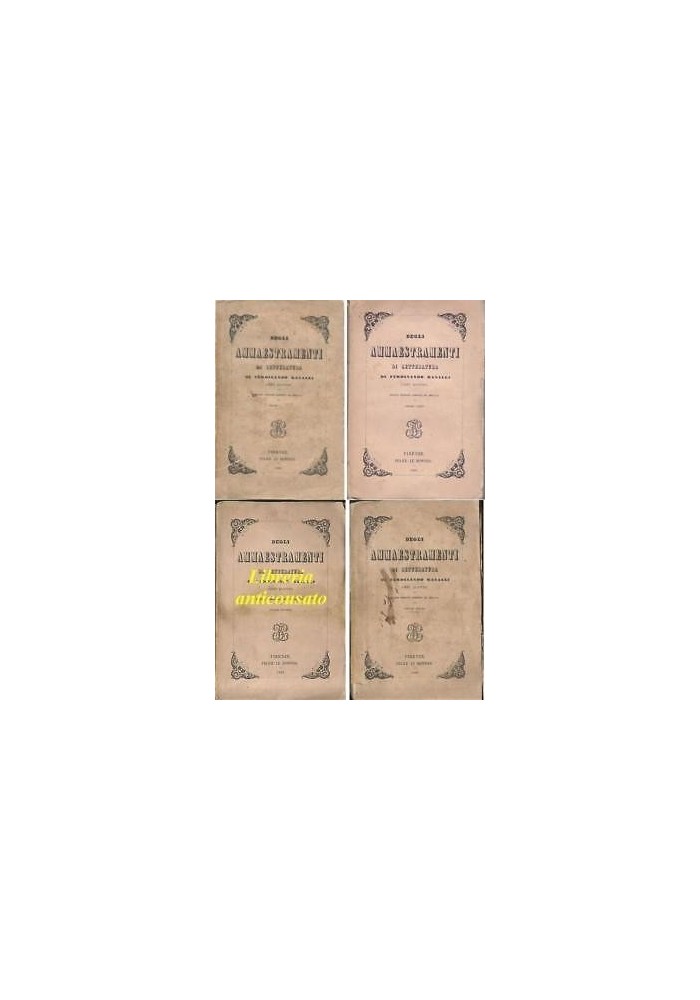 DEGLI AMMAESTRAMENTI DI LETTERATURA Ferdinando Ranalli 4 volumi COMPLETO 1857