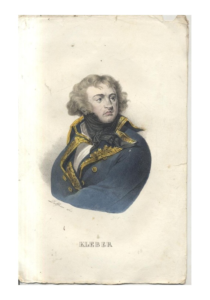 JEAN BAPTISTE KLEBER antica litografia DOLFINO acquerello metà 800 ORIGINALE