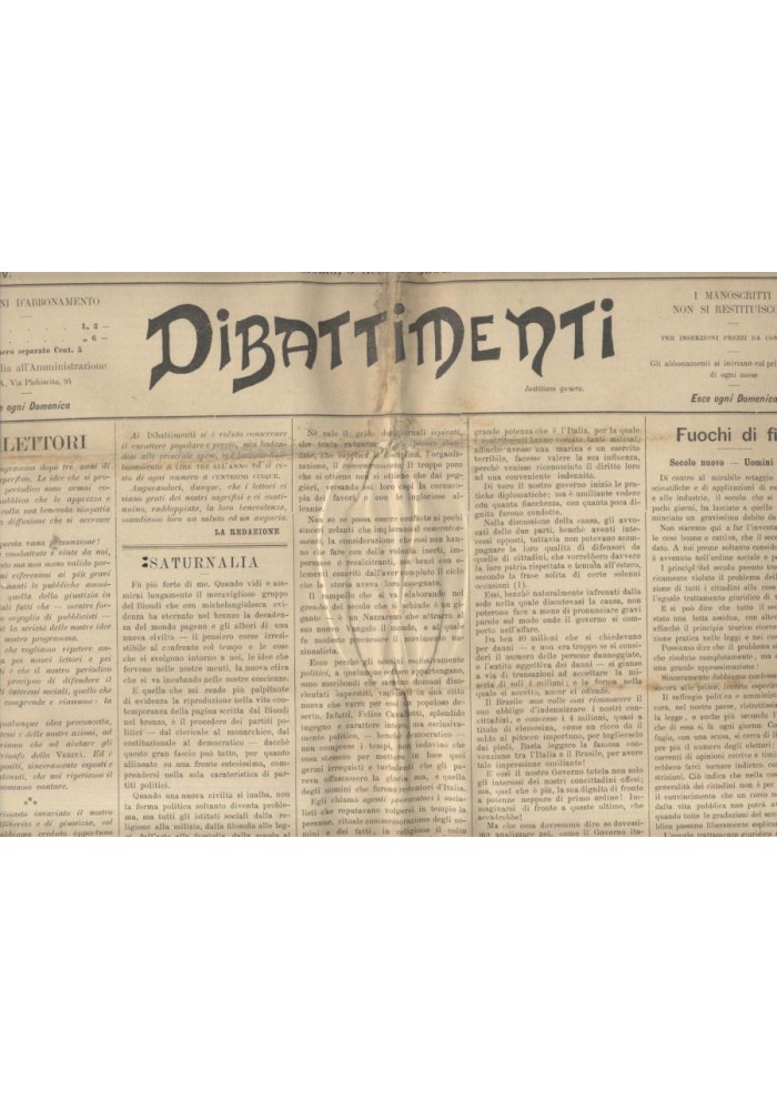 DIBATTIMENTI rivista 1901 33 NUMERI giornale settimanale di diritto